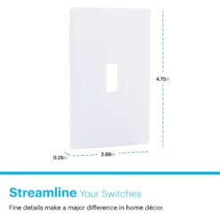 Power Gear Single Toggle Screwless Wall Plate, White, 10 Pack