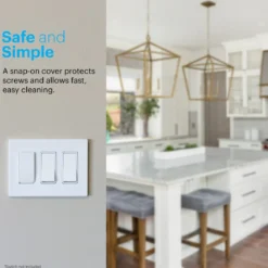 Power Gear Triple Screwless Rocker Light Switch Wall Plate, 5 Pack, White