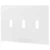 Power Gear Triple Toggle Screwless Wall Plate, White