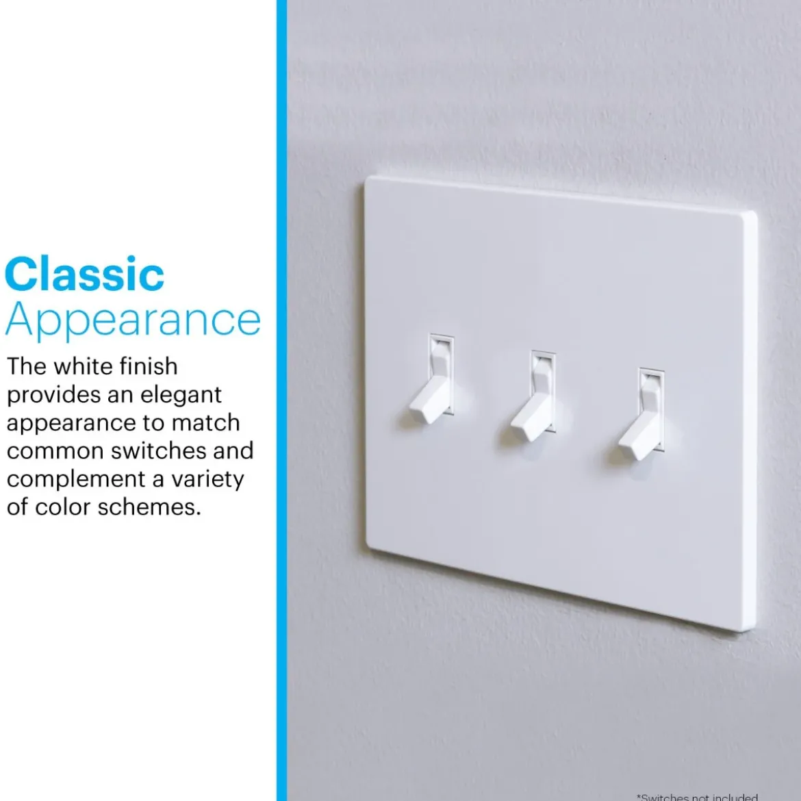 Power Gear Triple Toggle Screwless Wall Plate, White