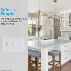 Power Gear Triple Toggle Screwless Wall Plate, White