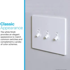Power Gear Triple Toggle Screwless Wall Plate, White, 5 Pack