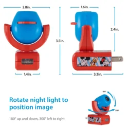 Projectables Disney Mickey & Minnie Light Sensing 6-Image LED Night Light, Blue/Red