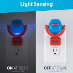 Projectables Disney Mickey & Minnie Light Sensing 6-Image LED Night Light, Blue/Red