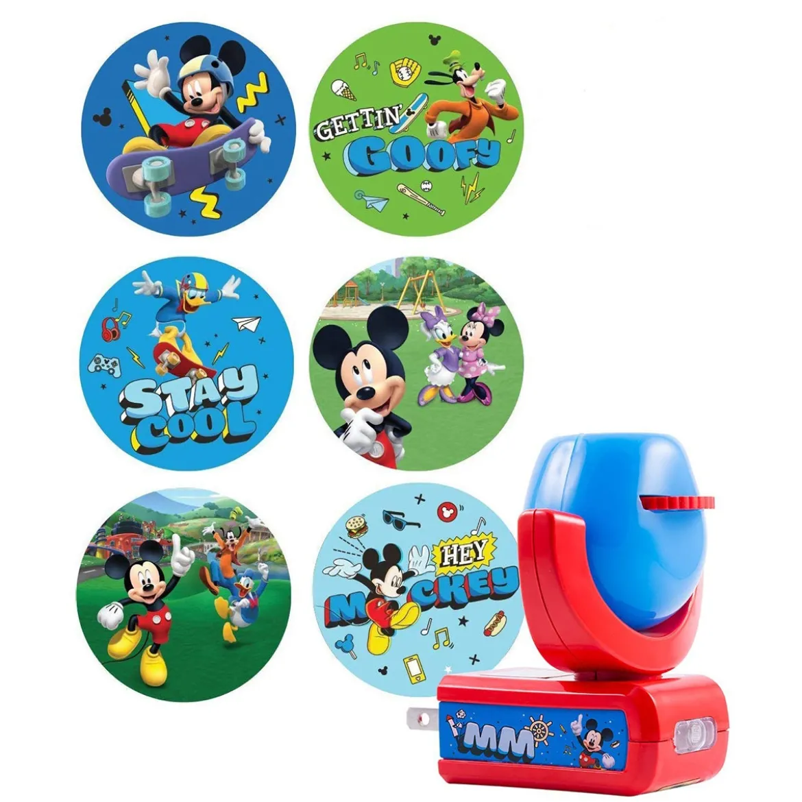 Projectables Disney Mickey Mouse & The Roadster Racers Light Sensing 6-Image LED Night Light, Red