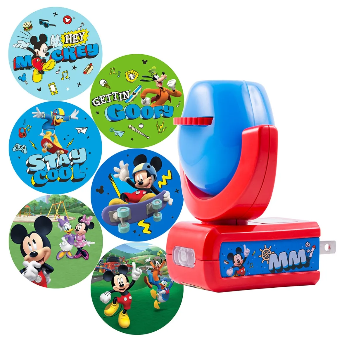Projectables Disney Mickey Mouse & The Roadster Racers Light Sensing 6-Image LED Night Light, Red