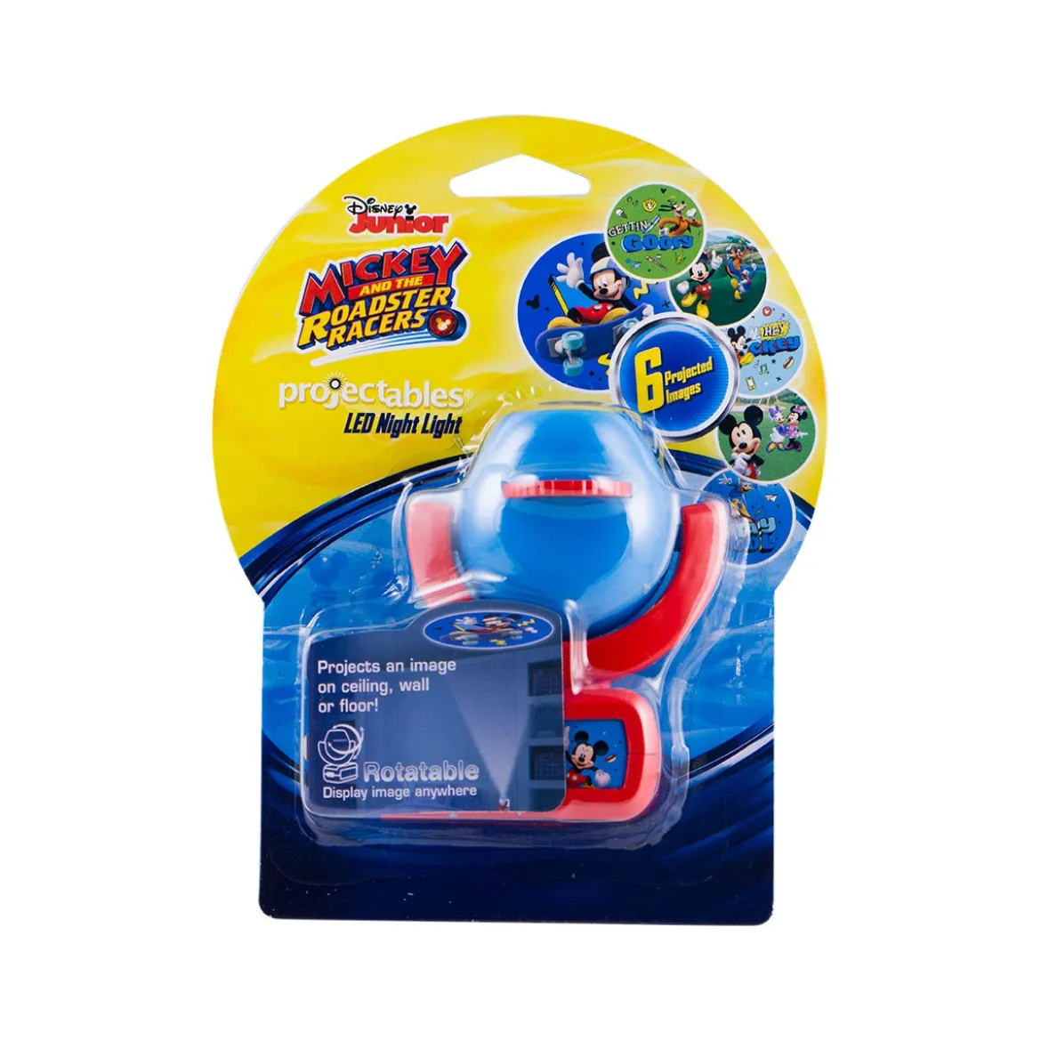 Projectables Disney Mickey Mouse & The Roadster Racers Light Sensing 6-Image LED Night Light, Red