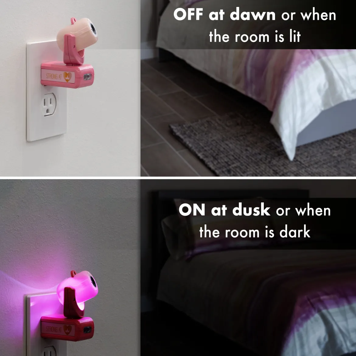 Projectables Disney Princesses Light Sensing 6-Image LED Night Light, Pink