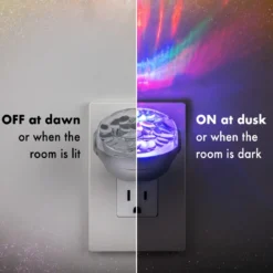 Projectables Northern Lights Light Sensing LED Night Light, Silver