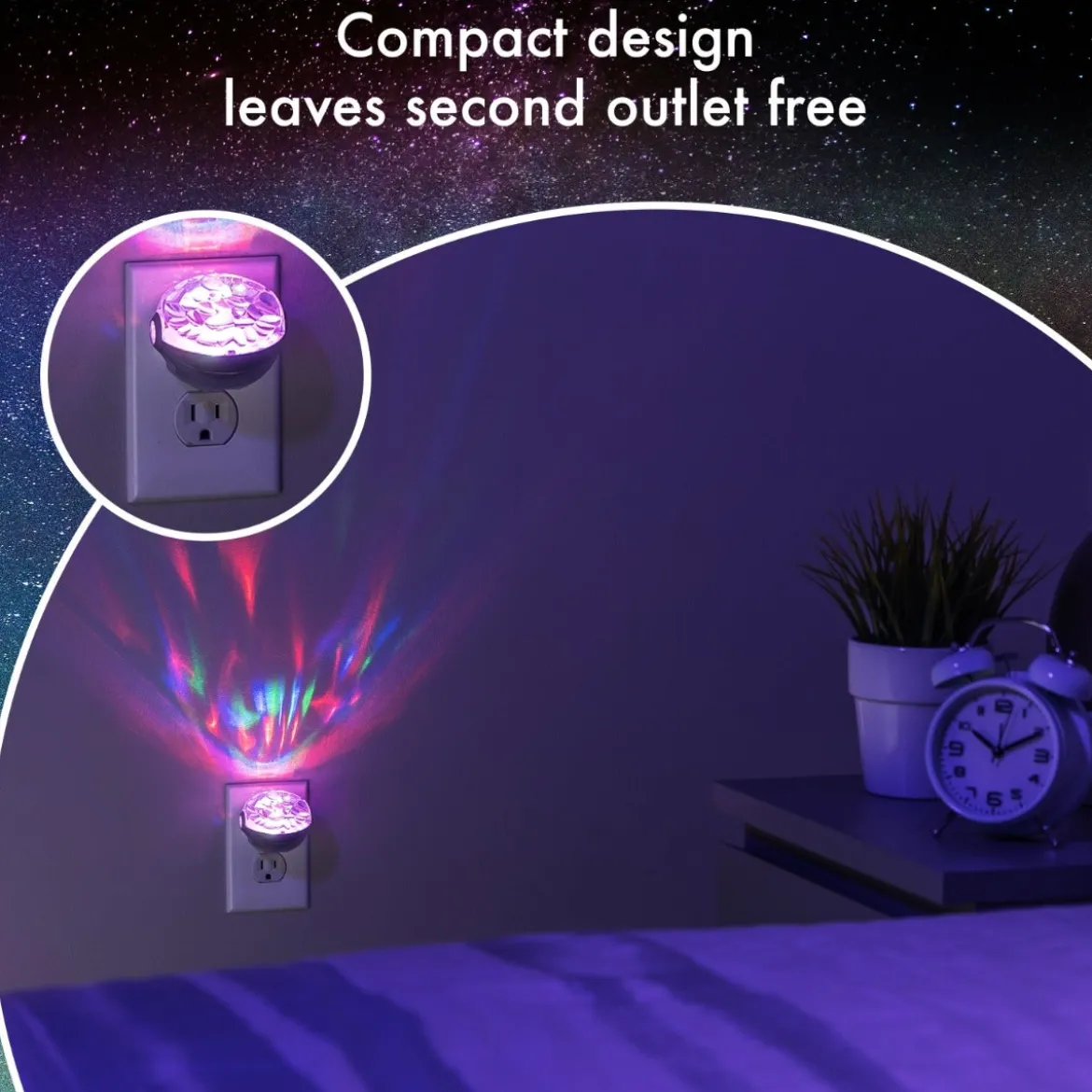 Projectables Northern Lights Light Sensing LED Night Light, Silver