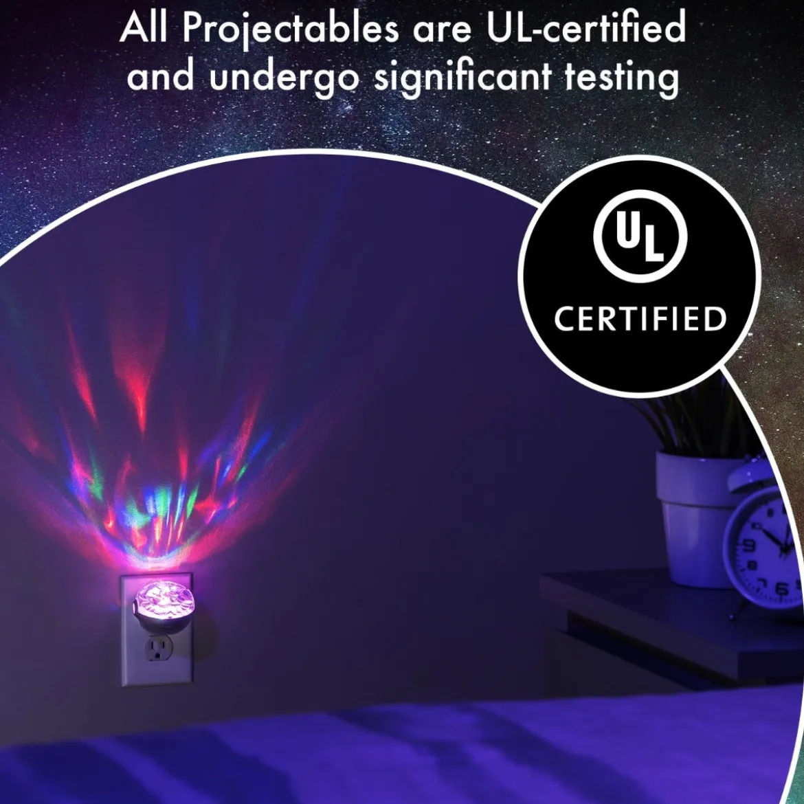 Projectables Northern Lights Light Sensing LED Night Light, Silver