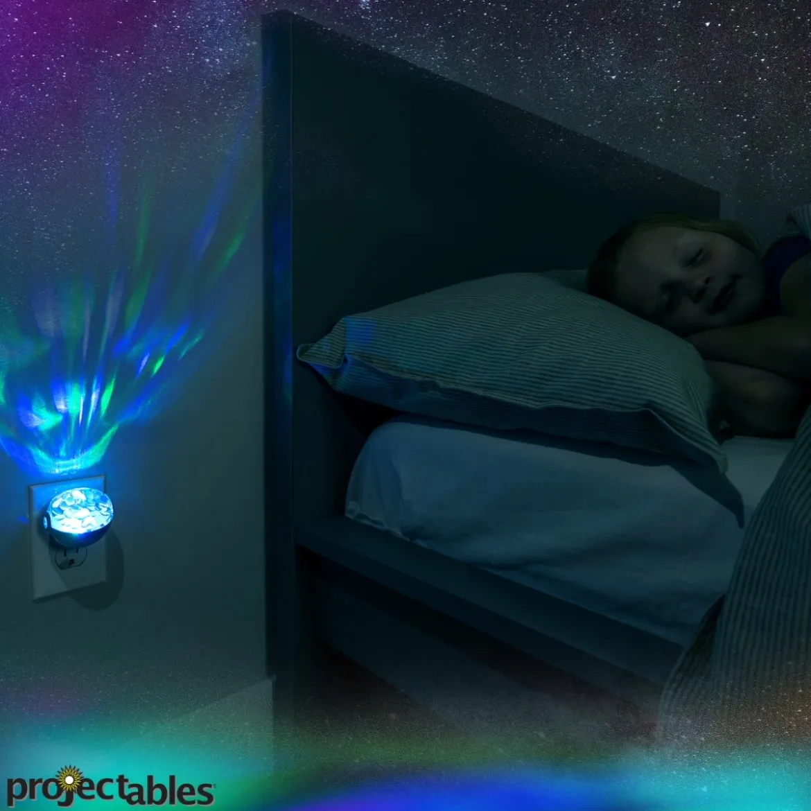 Projectables Northern Lights Light Sensing LED Night Light, Silver