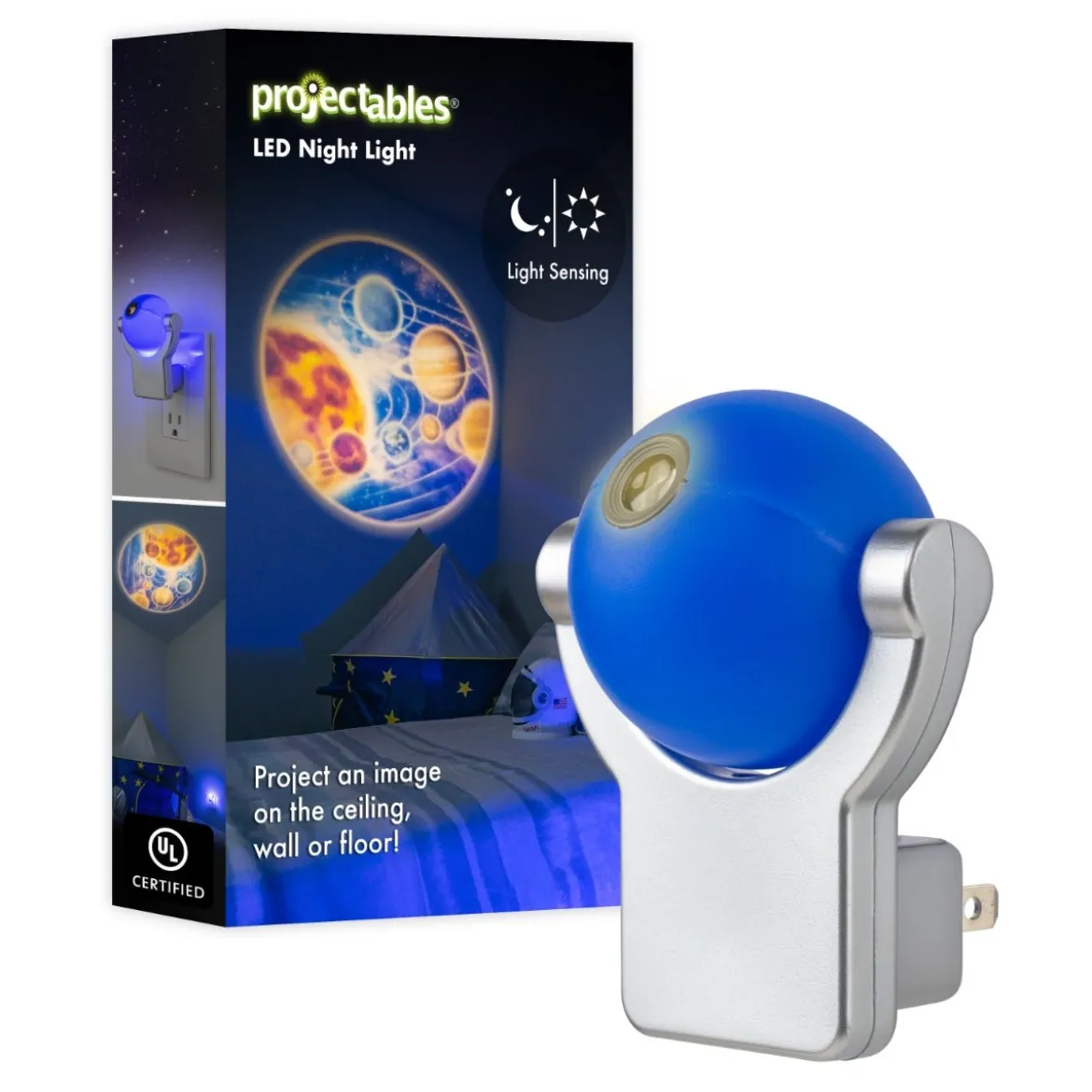 Projectables Solar System Light Sensing LED Night Light, Blue