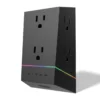 Titan 6-Outlet Multicolor LED Wall Tap with Surge Protection, Black