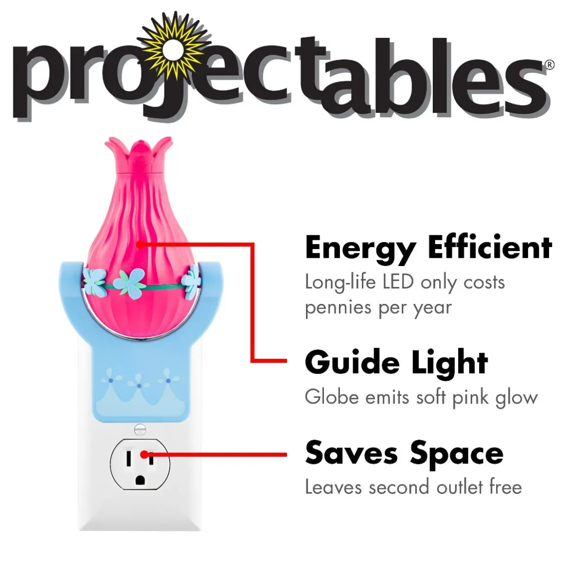 Trolls Projectables LED Light Sensing Night Light, Poppy Figure