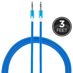 Uber 3ft. 3.5mm Auxiliary Audio Cable, Blue/White