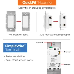 UltraPro Add-on Switch with QuickFit and SimpleWire 2pk