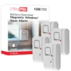 UltraPro Battery Operated Magnetic Window or Door Alarm, 4 Pack, White