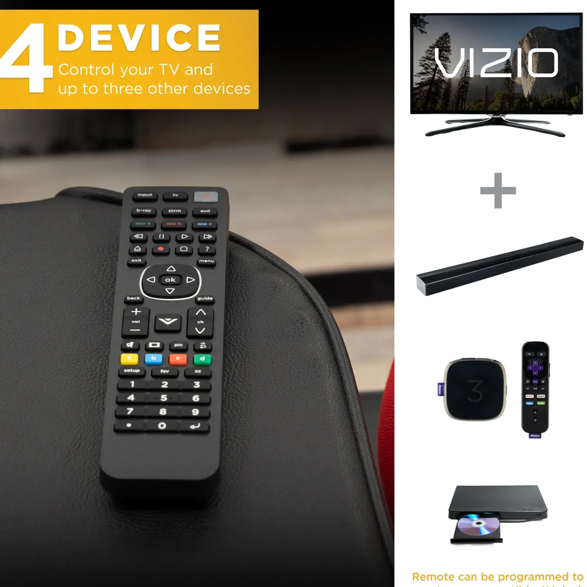 UltraPro 4-Device Universal Vizio TV Replacement Remote