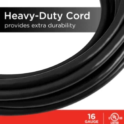 UltraPro 15ft. Outdoor Extension Cord, 3 Grounded Outlet, Black