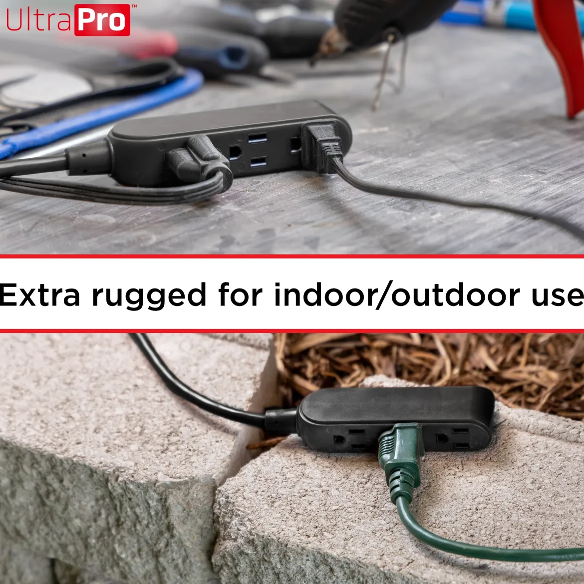 UltraPro 15ft. Outdoor Extension Cord, 3 Grounded Outlet, Black