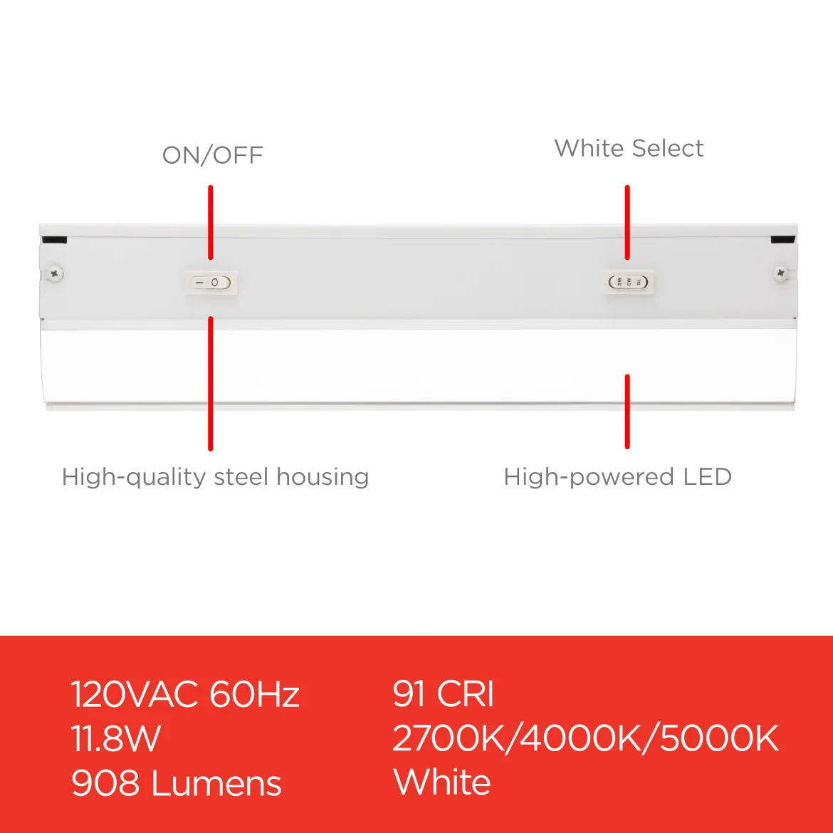 UltraPro 24in. Direct Wire LED Light Fixture with White Select