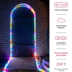 UltraPro Indoor/Outdoor LED Rope Light, 50ft., Color-Changing, Black