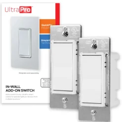 UltraPro In-Wall Add-On Switch with QuickFit and SimpleWire, White, 2 Pack
