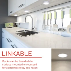 UltraPro Linkable Recessed Puck Lights, 3 pk