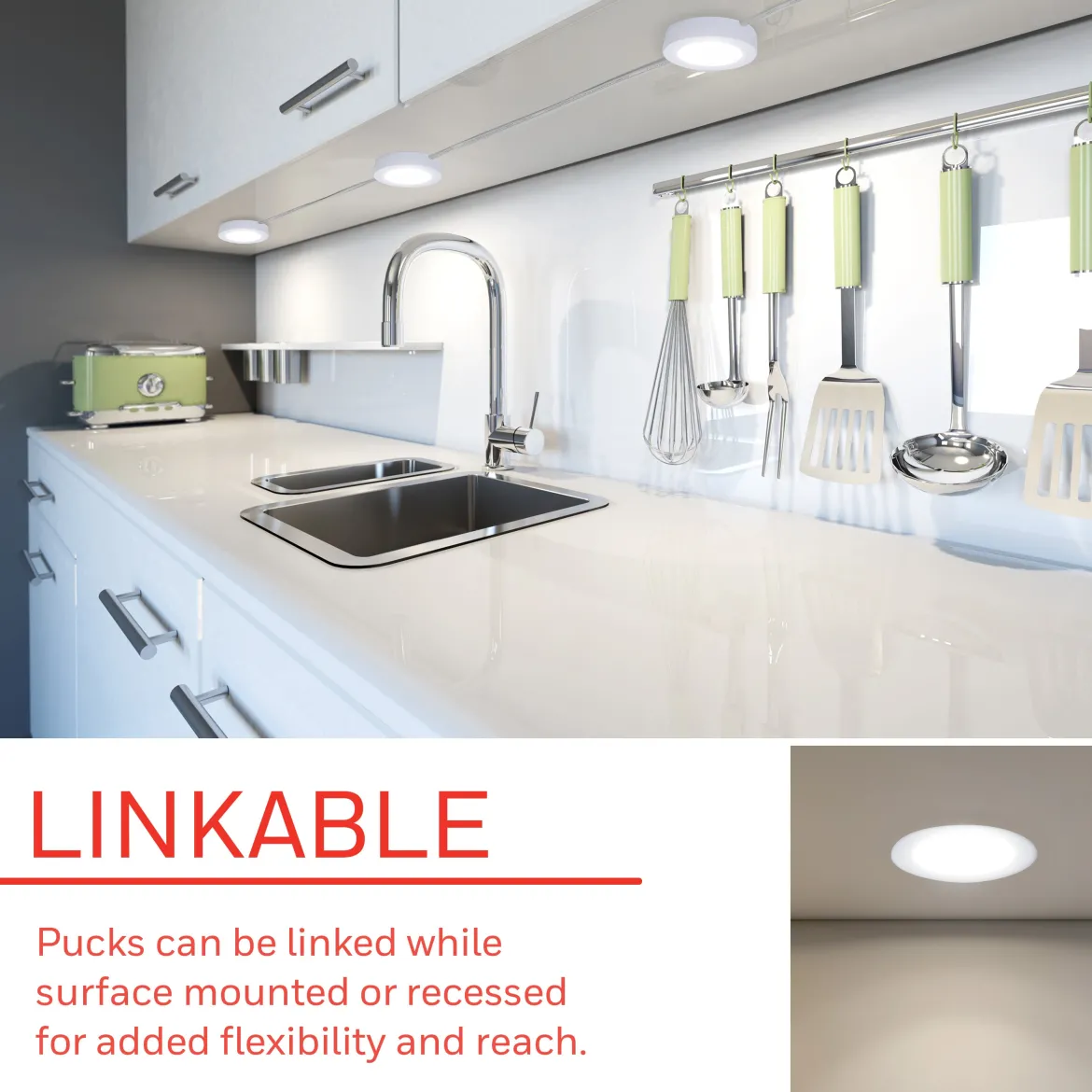 UltraPro Linkable Recess Mounted Pucks, 5pk