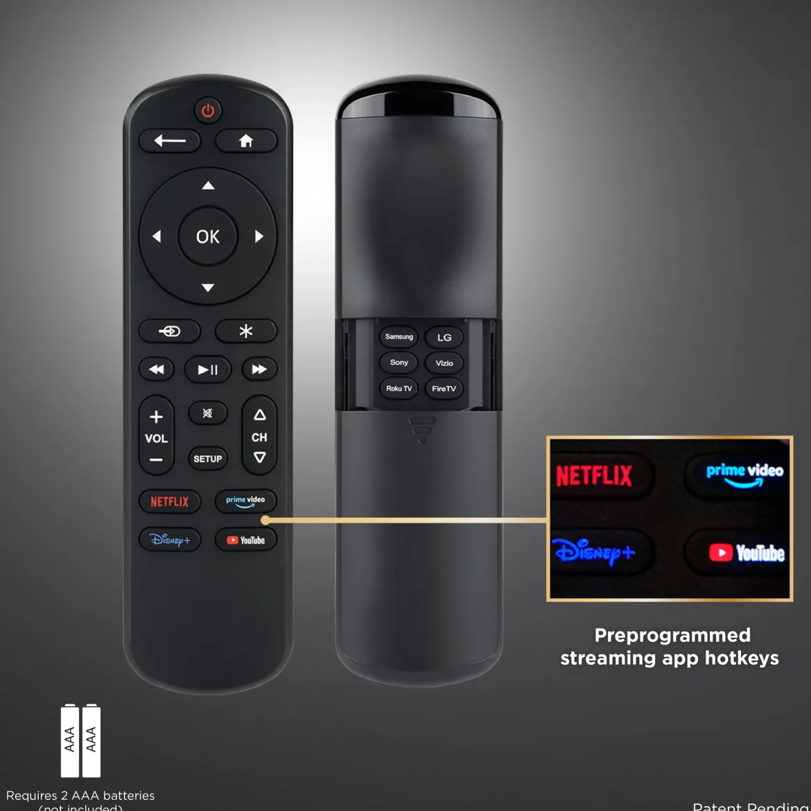 UltraPro OneTouch Streaming Replacement Remote for Smart TVs, Backlit