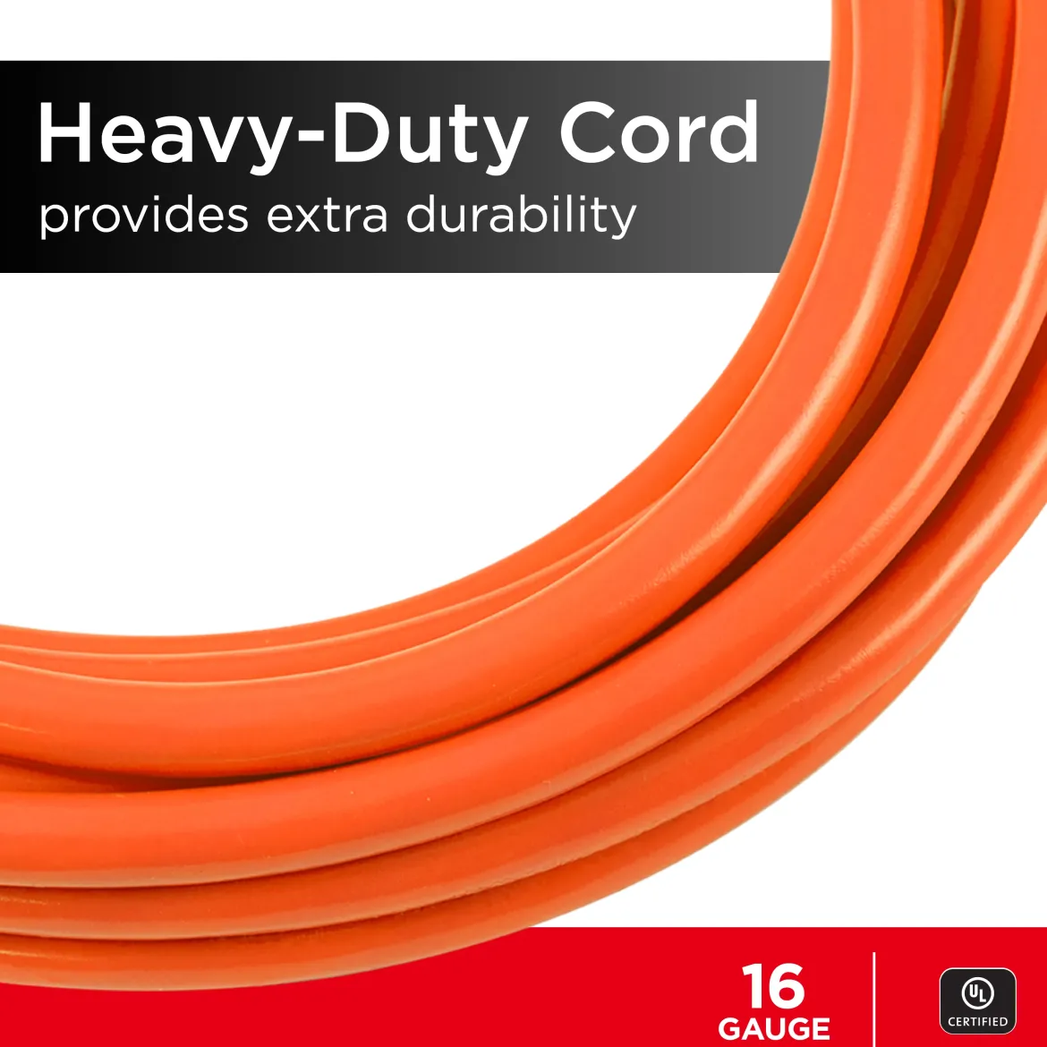 UltraPro 1-Outlet Grounded Extension Cord, Indoor/Outdoor, 16 Gauge, 25ft., Orange
