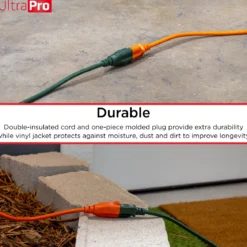 UltraPro 1-Outlet Grounded Extension Cord, Indoor/Outdoor, 16 Gauge, 25ft., Orange