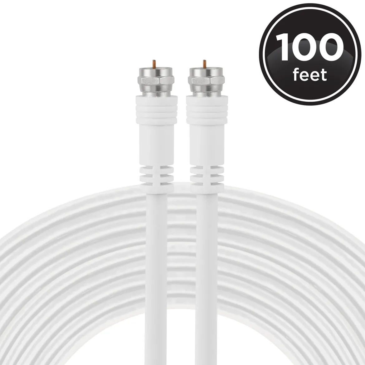 UltraPro RG6 Coax Cable, 100ft., White, 2 Pack