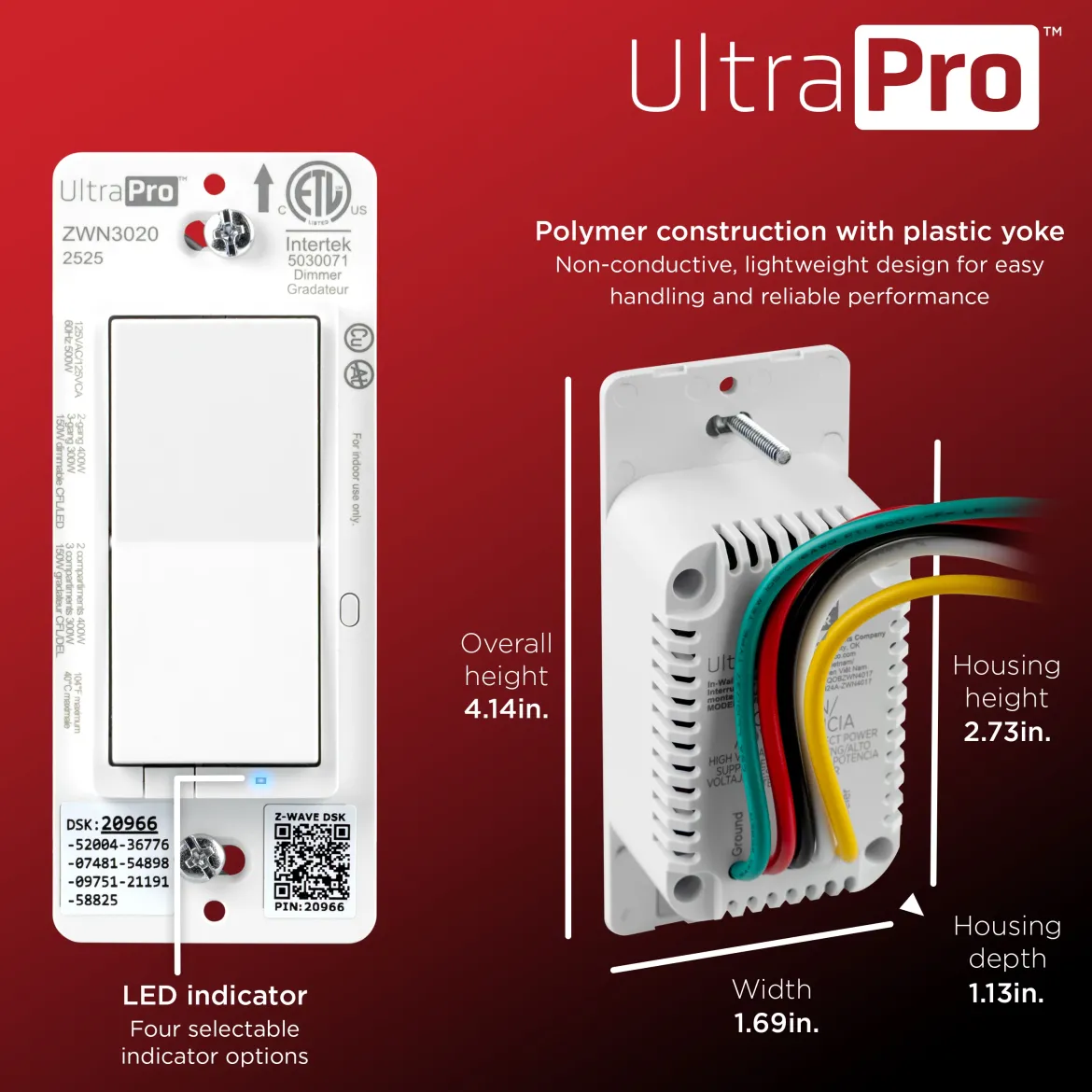 UltraPro 800 Series Z-Wave Dimmer, 2 Pack