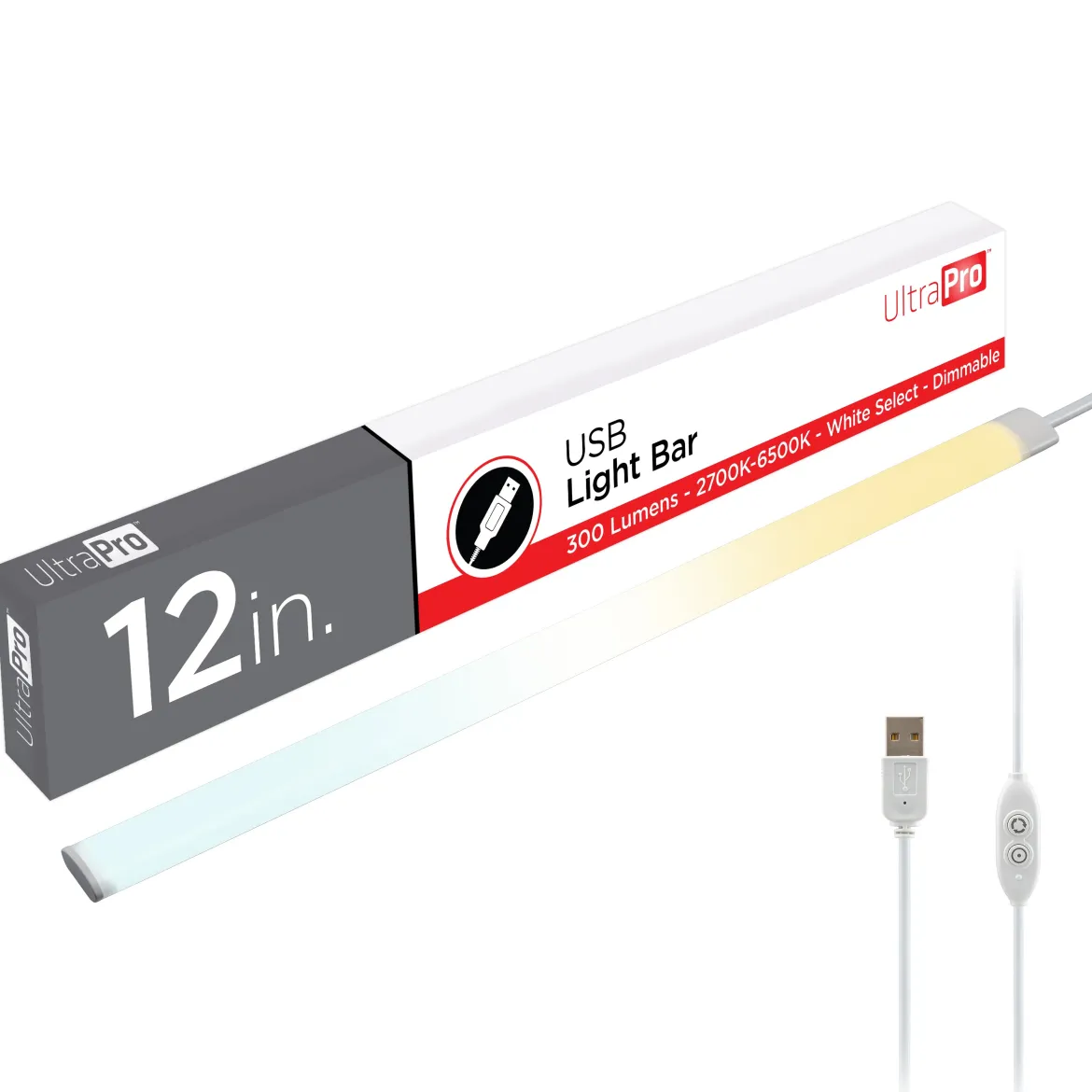 UltraPro USB Light Bar, CCT, 2700K, Dimmable, 12in.