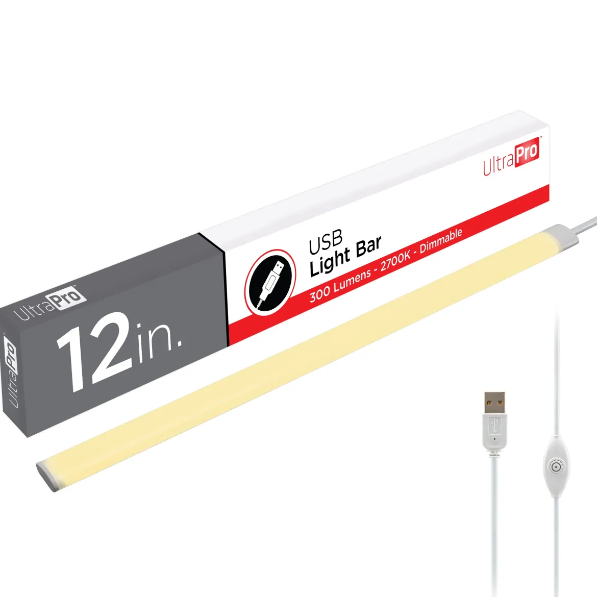 UltraPro USB Light Bar, 2700K, Dimmable, 12in.