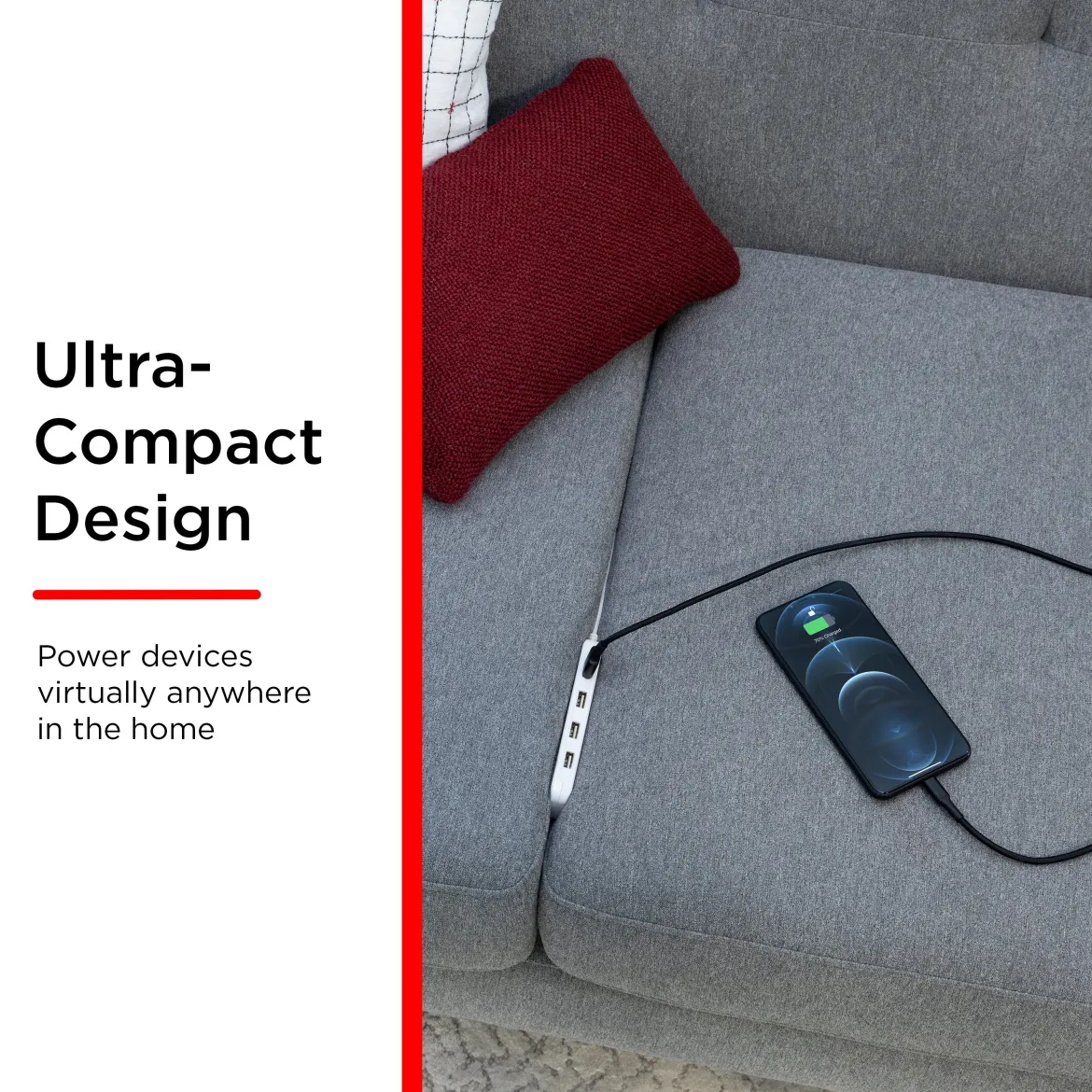UltraPro USB Power Strip, 4-USB-A, 4.8A, White