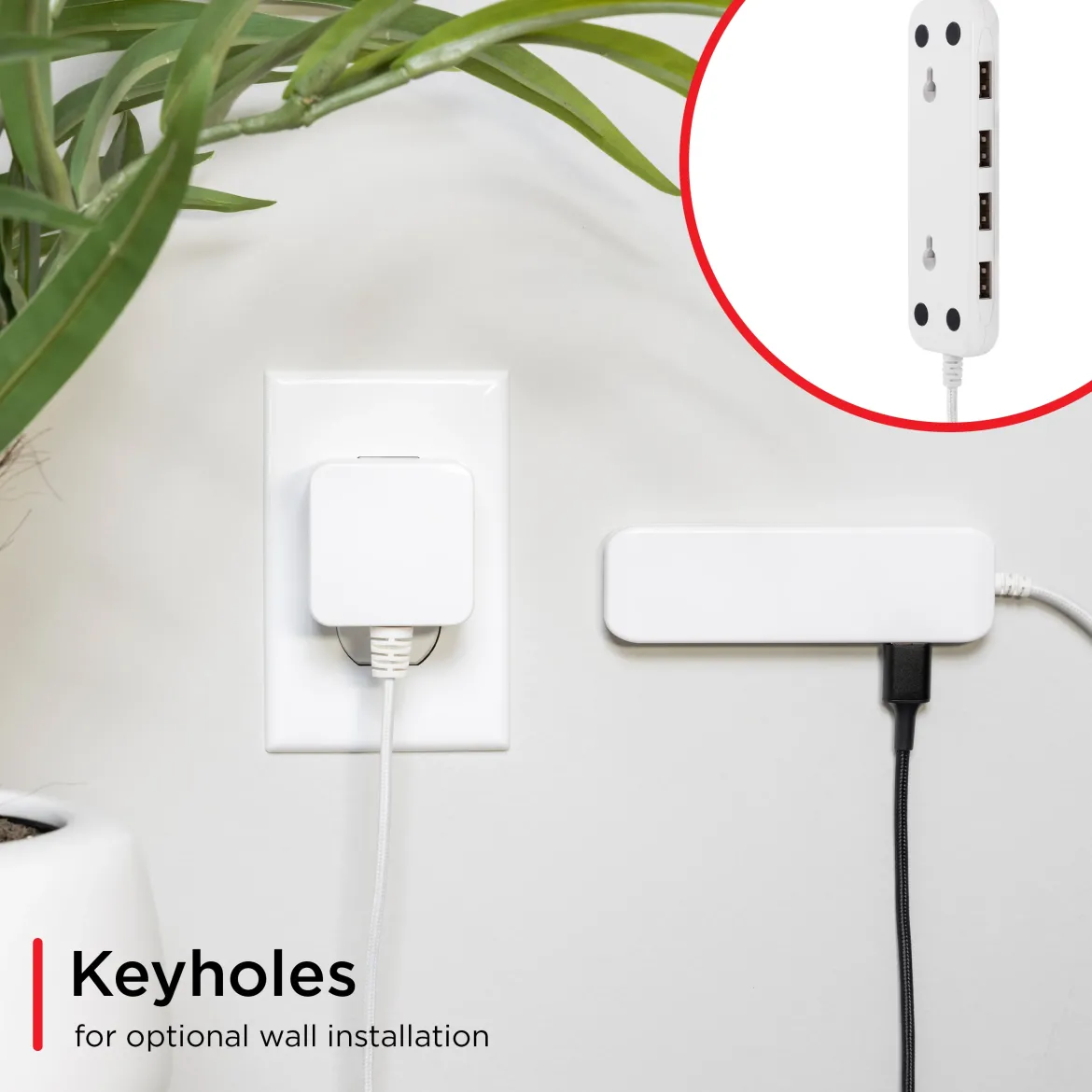 UltraPro USB Power Strip, 4-USB-A, 4.8A, White