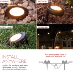 UltraPro Warm White LED Landscape Lights, 6 Pucks, 50 ft. Black Cord