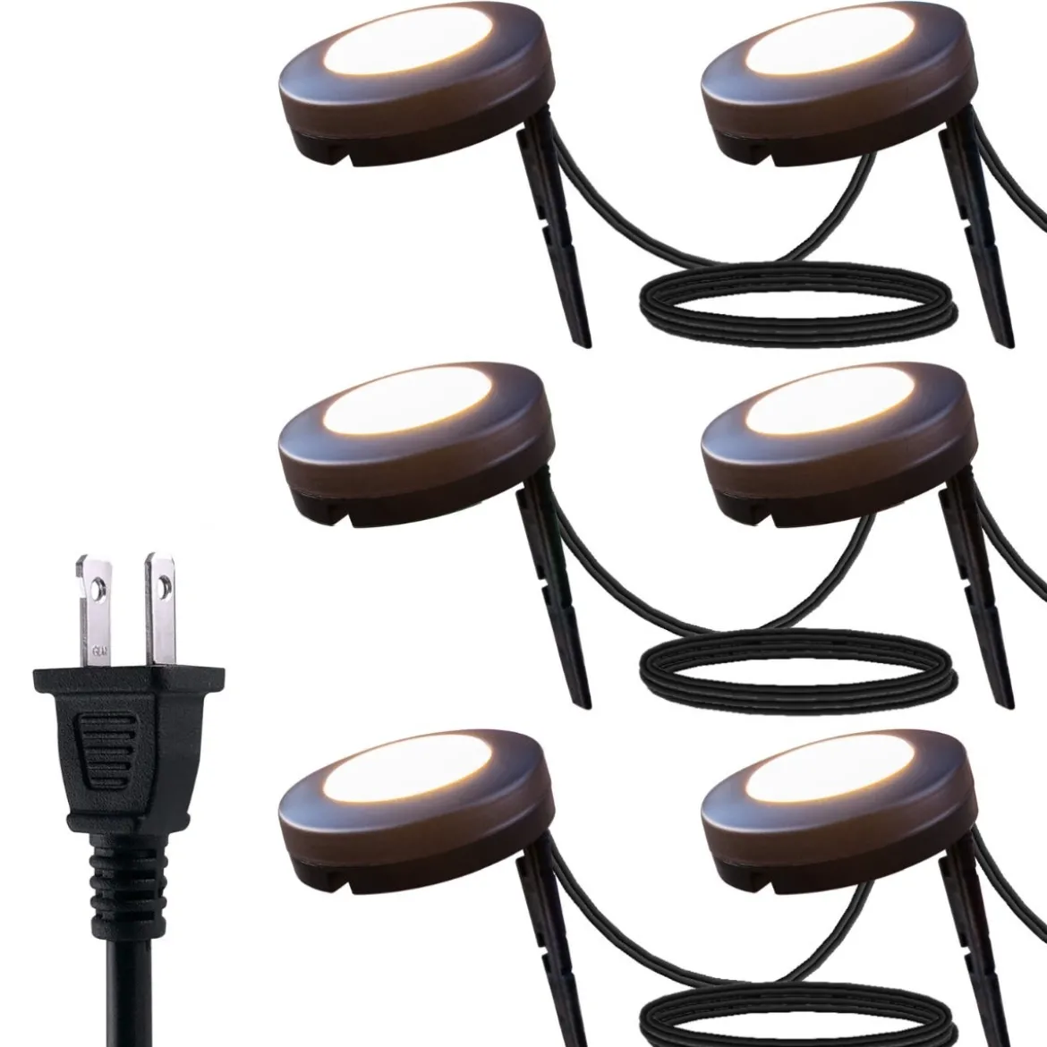 UltraPro Warm White LED Landscape Lights, 6 Pucks, 50 ft. Black Cord
