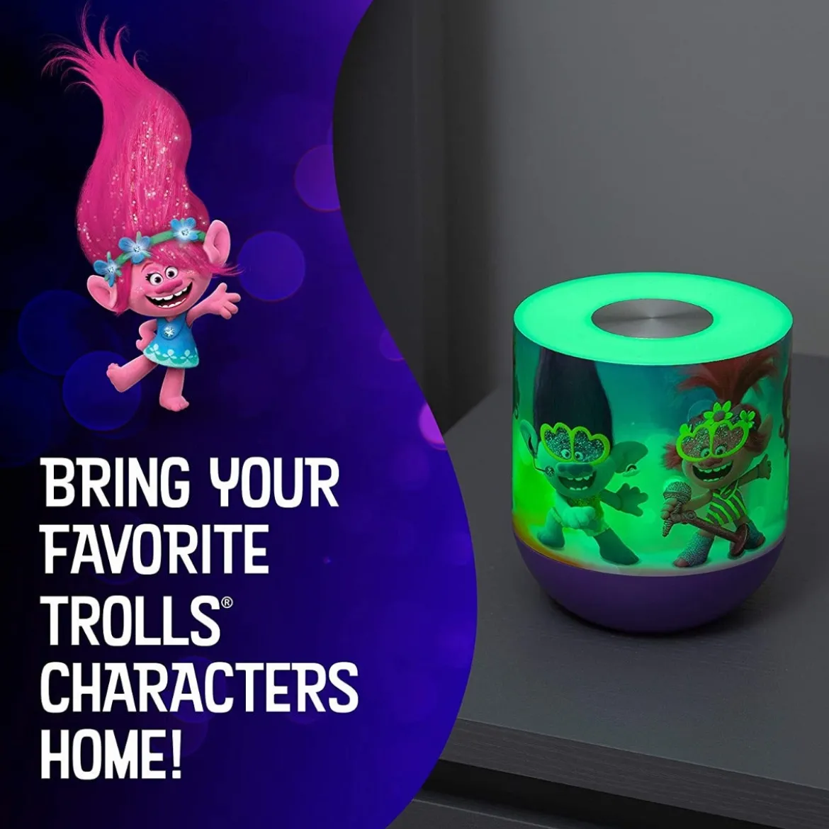 Universal Trolls World Tour Color Changing Tabletop LED Night Light, Purple